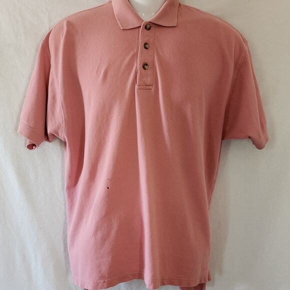 Van Heusen Rose Pink Short Sleeve 3 Button Classic Collar Polo Shirt Men's S/P - Picture 1 of 8